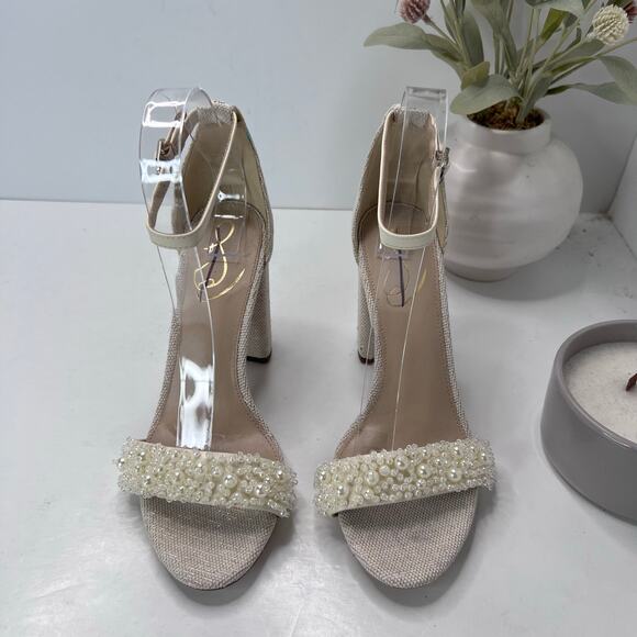 Sam Edelman Yaro Perla Block Heal Sandal Modern Ivory Women's 8 Bridal Wedding - Picture 5 of 10